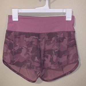 Lululemon Speed Up Pink Camo Shorts